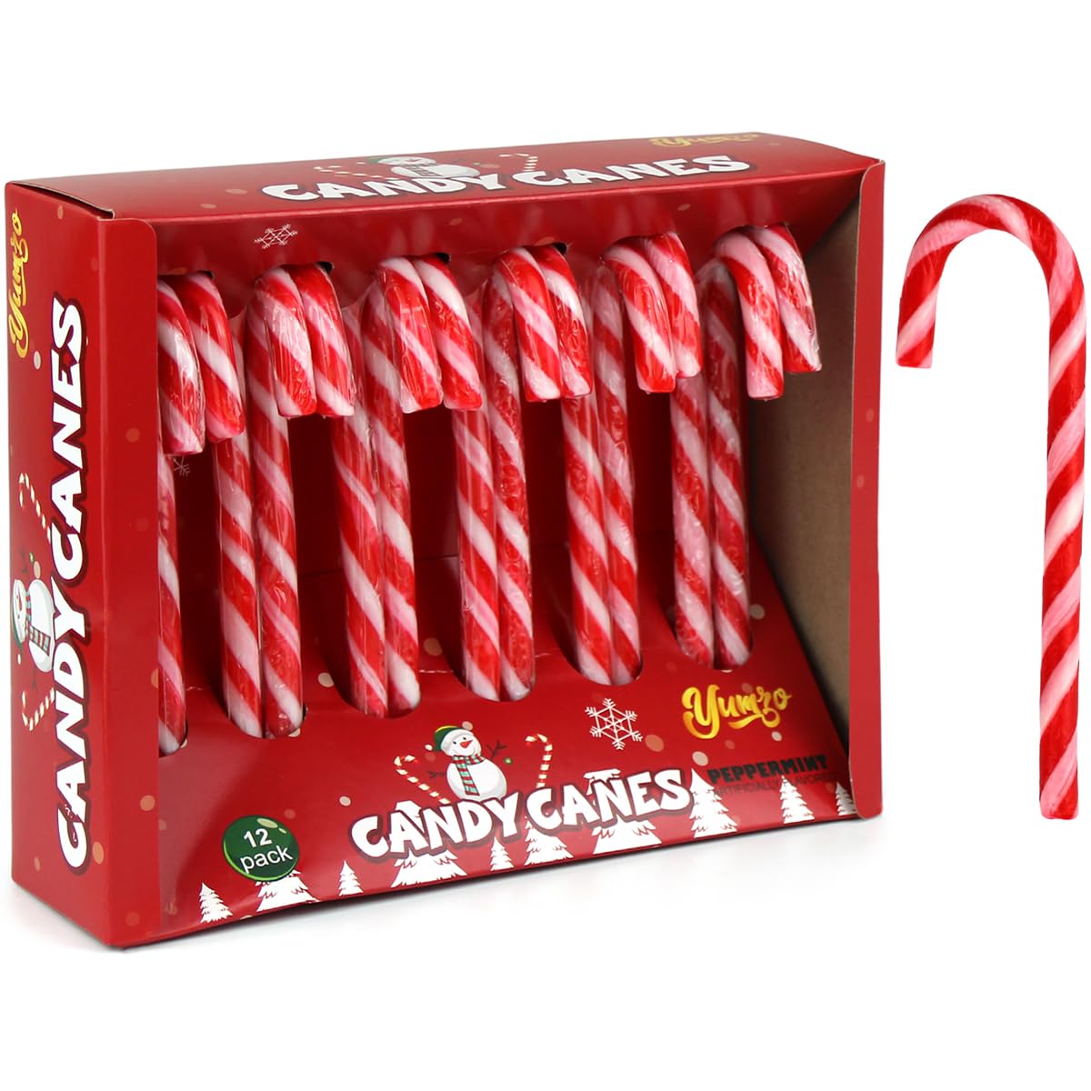 Christmas Candy Canes Classic Red and White Peppermint Flavor for Holiday Family Indulgement - Bulk Candy Canes Individually Wrapped for Kids