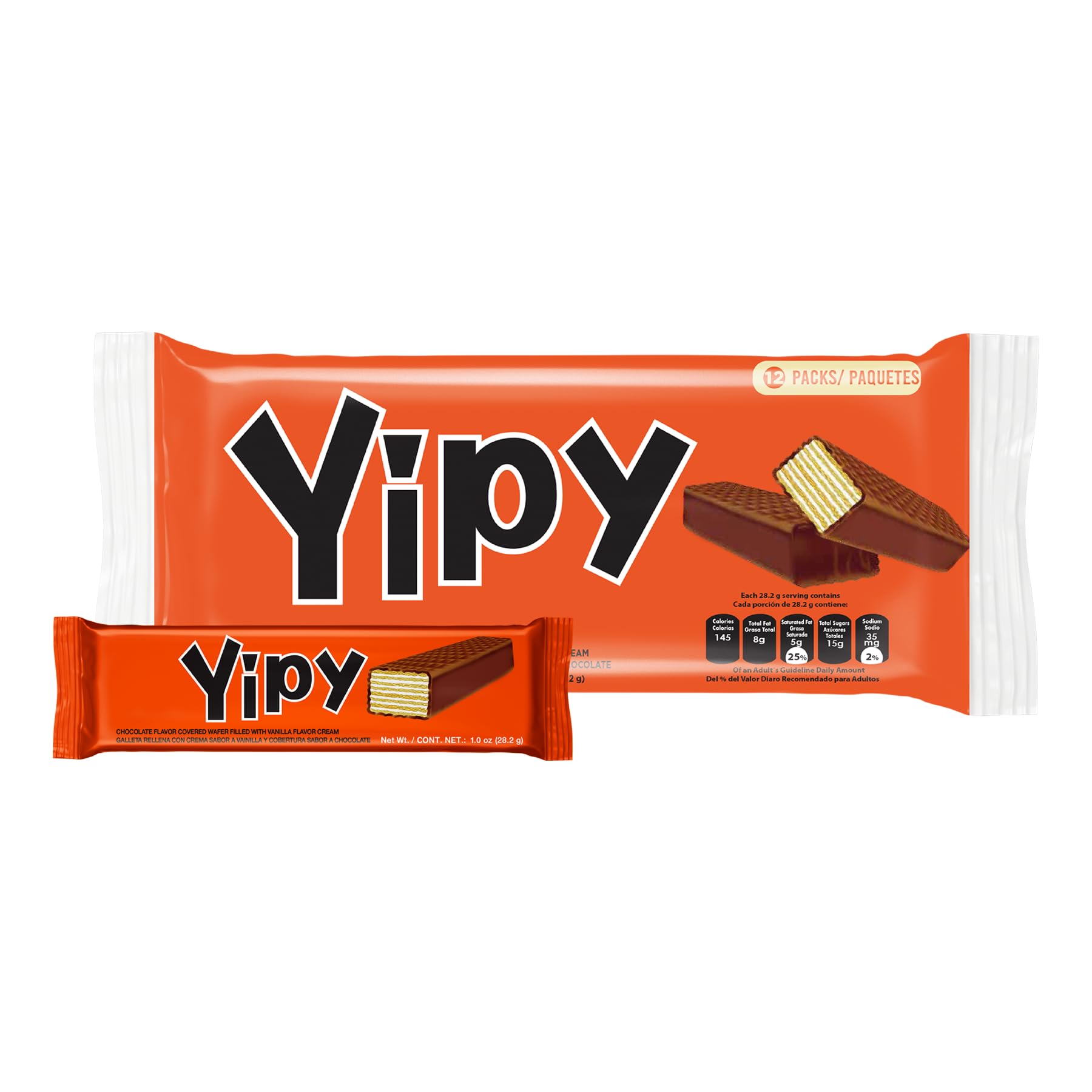 Pozuelo Yipy Wafers | Vanilla Wafers Covered in Chocolate | Delicious Snack | 10.6 Ounce (Pack of 3)