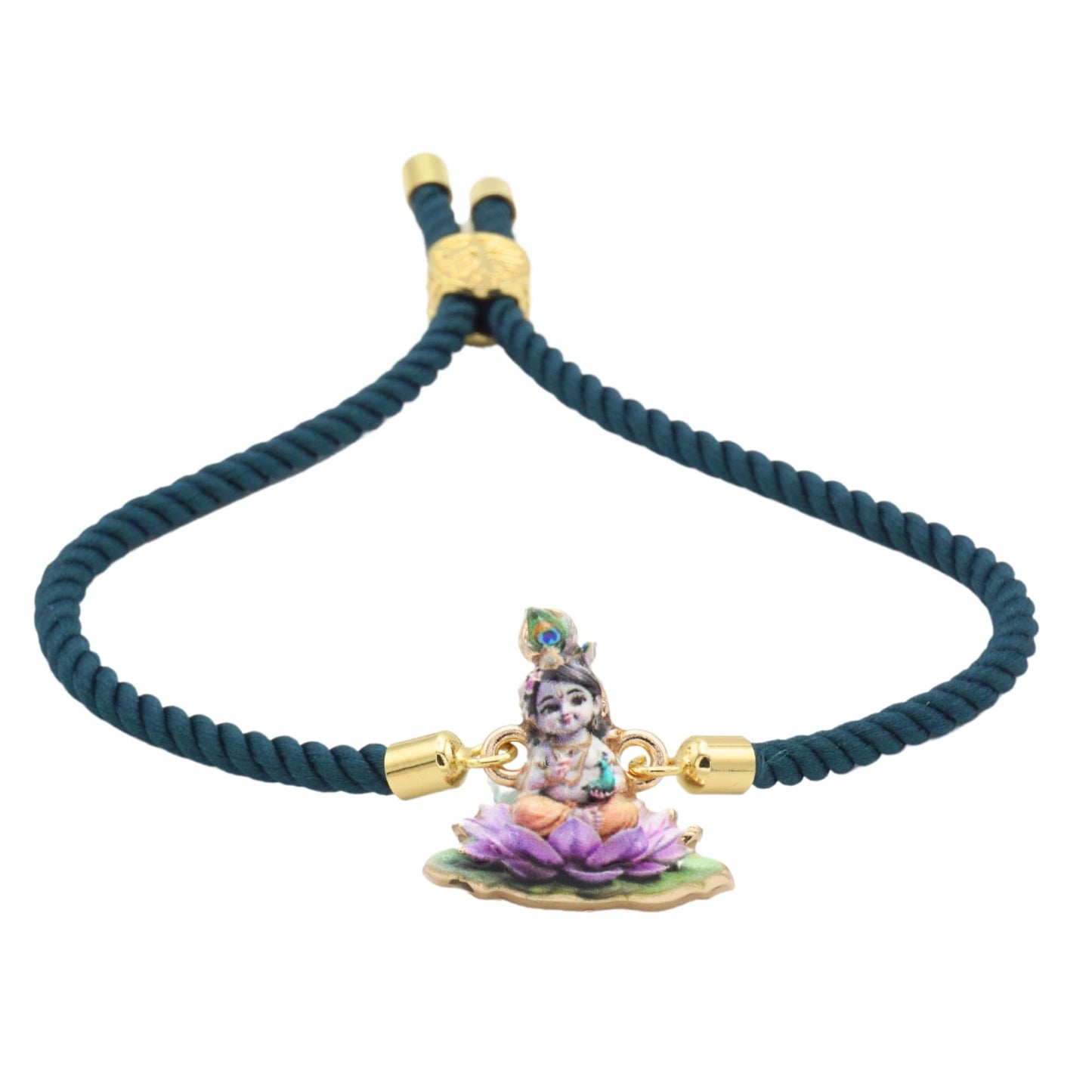 UtsaWe Rakhi Gift Box | Devine Rakhi Hamper with Elegant Krishna Rakhi Bracelet, Roli, Chawal, Mini Thali Set, A Chocolate, And A Greeting Card