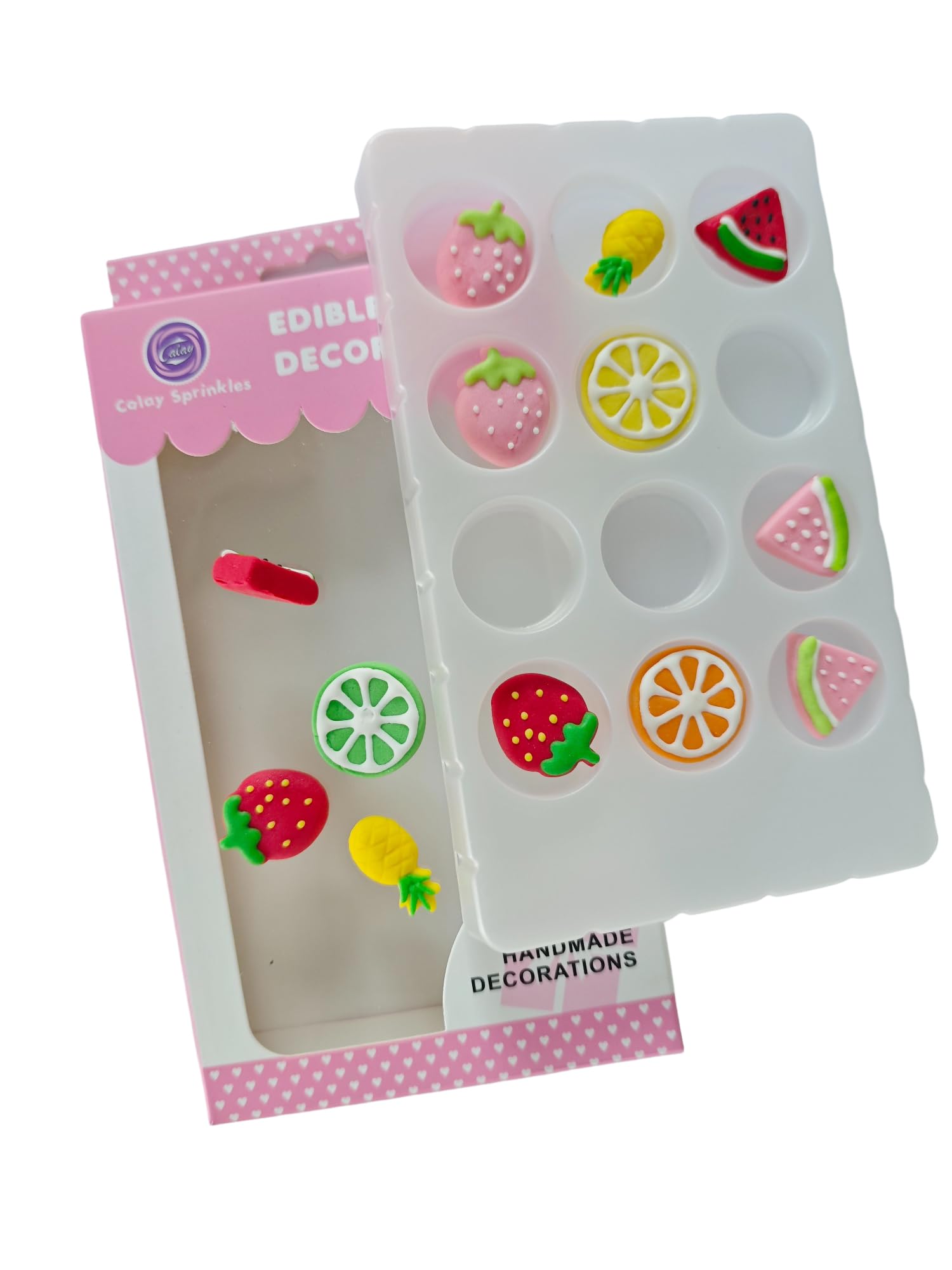 Edible Mixed 12pcs Fruit Sugar cake decorations, cupcake toppers, perfect Icing Cookies decro for Valentine's Day Birthday Halloween Thanksgiving