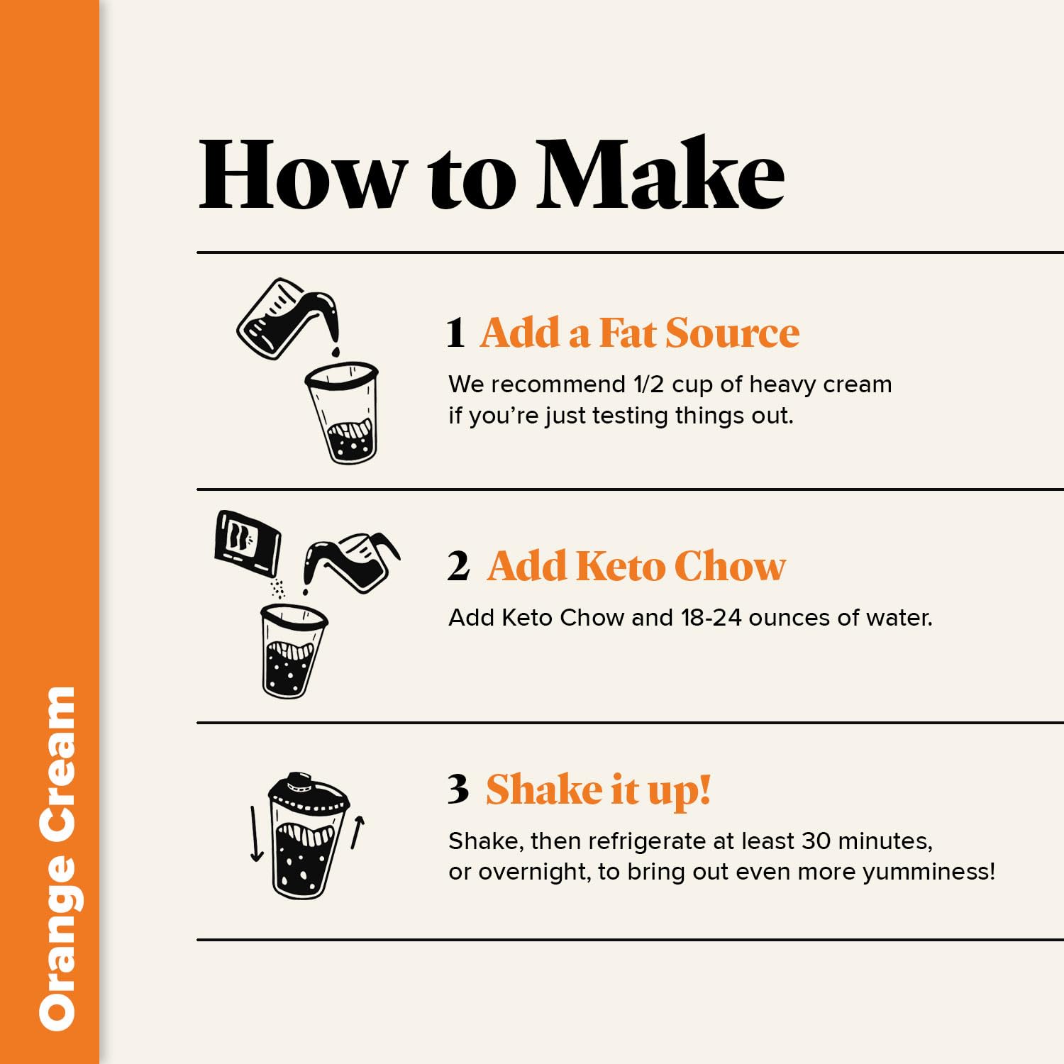 Keto Chow Orange Cream Meal Replacement Shake Powder, Nutritionally Complete Low Carb Meal, High Protein Breakfast or Lunch Replacement, Gluten Free