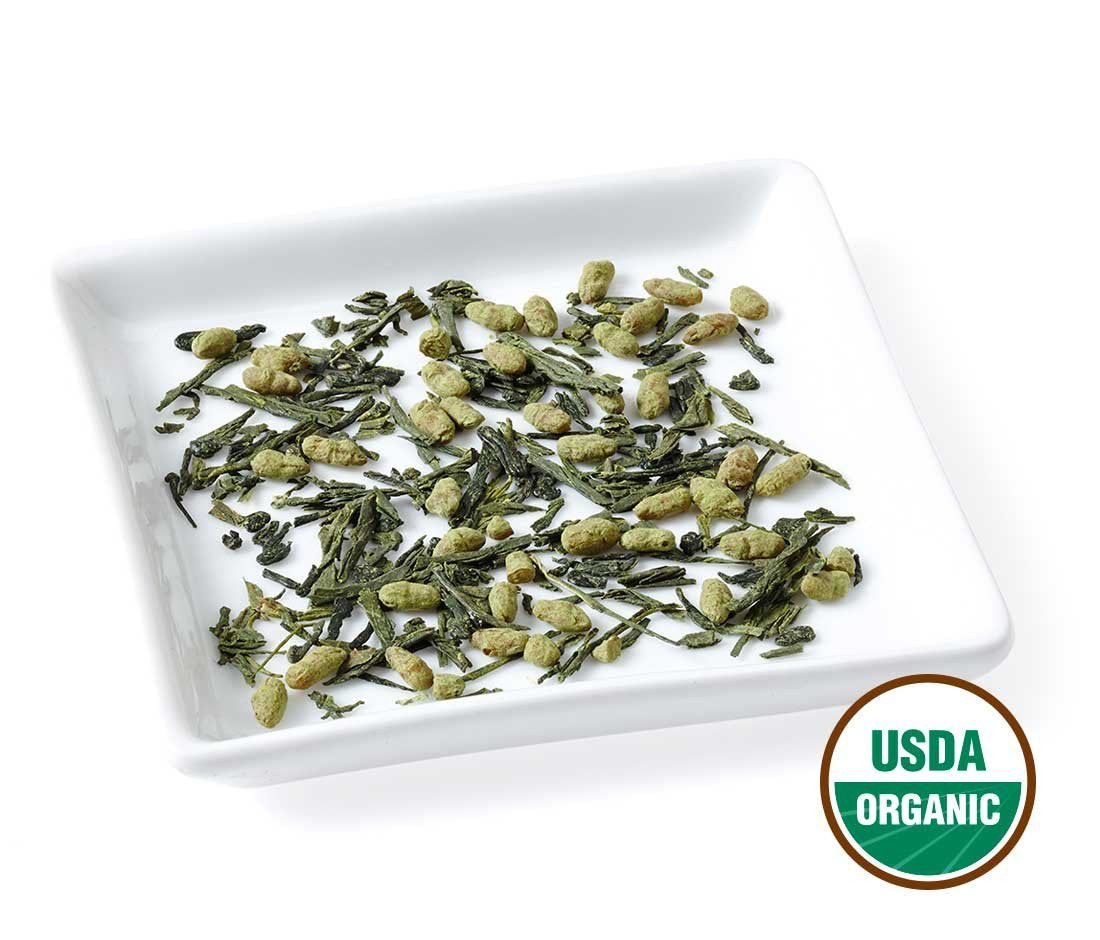 Golden Moon Tea Organic Genmaicha Matcha Green Tea - Loose Leaf, Non GMO - Travel Tin (42 Servings)