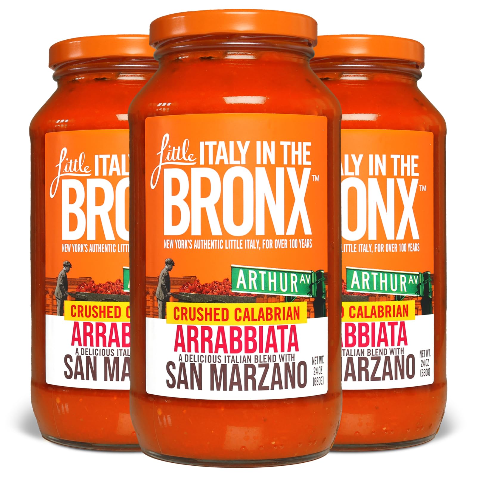 Little Italy Bronx Arrabbiata Sauce - Pasta Sauce, Spaghetti Sauce, Tomato Sauce, Low Carb Pasta & Pizza Spicy Marinara, No Added Sugar - 24 Oz