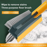 3-in-1 Bathroom Cleaning Brush with Wiper, 180° Rotating Long Handle Floor & Toilet Cleaning Brush for Tiles, Bathroom & Kitchen (Multicolor)