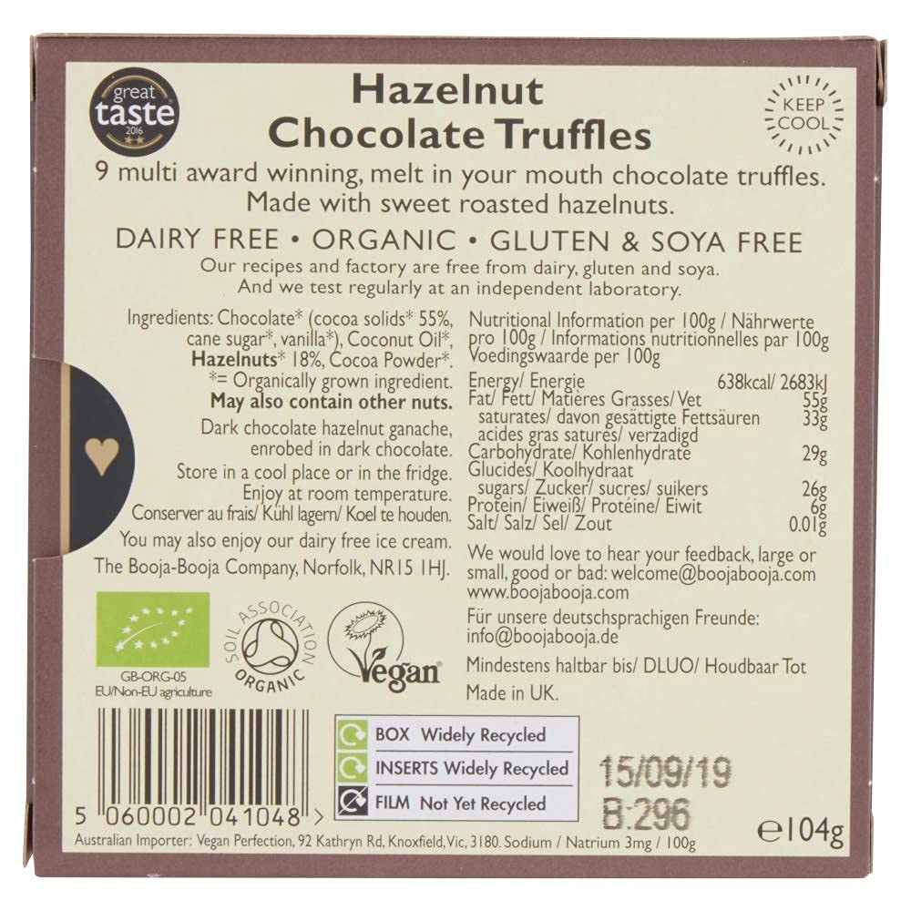 Booja Booja Dairy Free Hazelnut Crunch Chocolate Truffles 104g