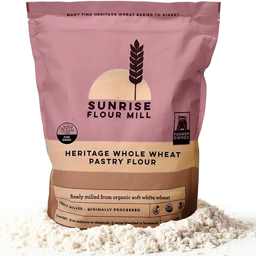 Sunrise Flour Mill USDA Organic Heritage Whole Wheat Pastry Flour - 2 lbs | Great for Gluten Sensitive People | Easier to Digest with Less Bloating |
