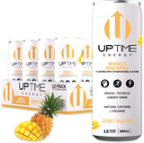 UPTIME Energy Drink, Mango Pineapple, 12 Pack, Vitamin C, L Theanine, Calcium, Sugar Free Energy Drinks for Focus Support, 142mg of Natural Caffeine