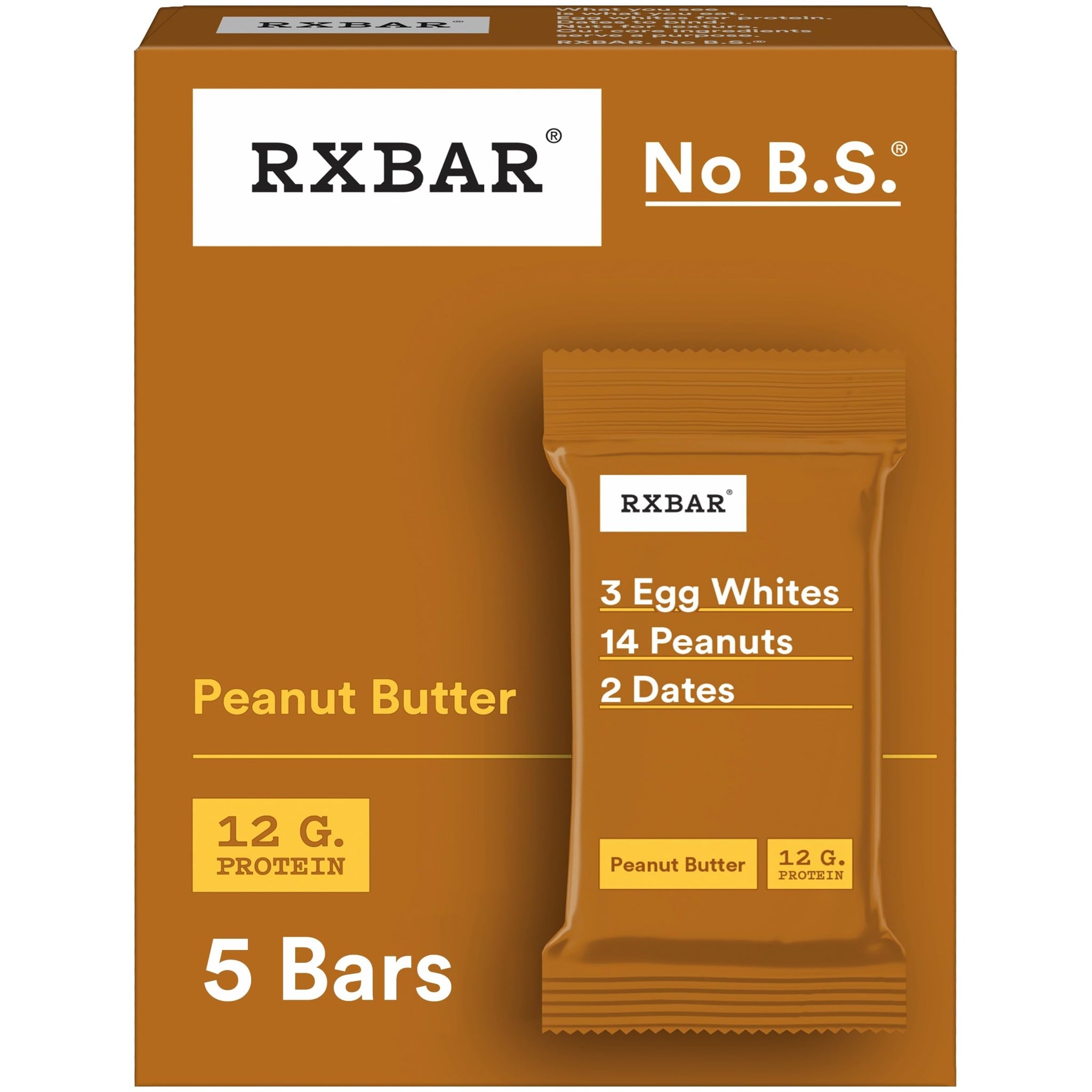 RXBAR Protein Bars, Protein Snack, Snack Bars, Peanut Butter, 9.1oz Box (5 Count)