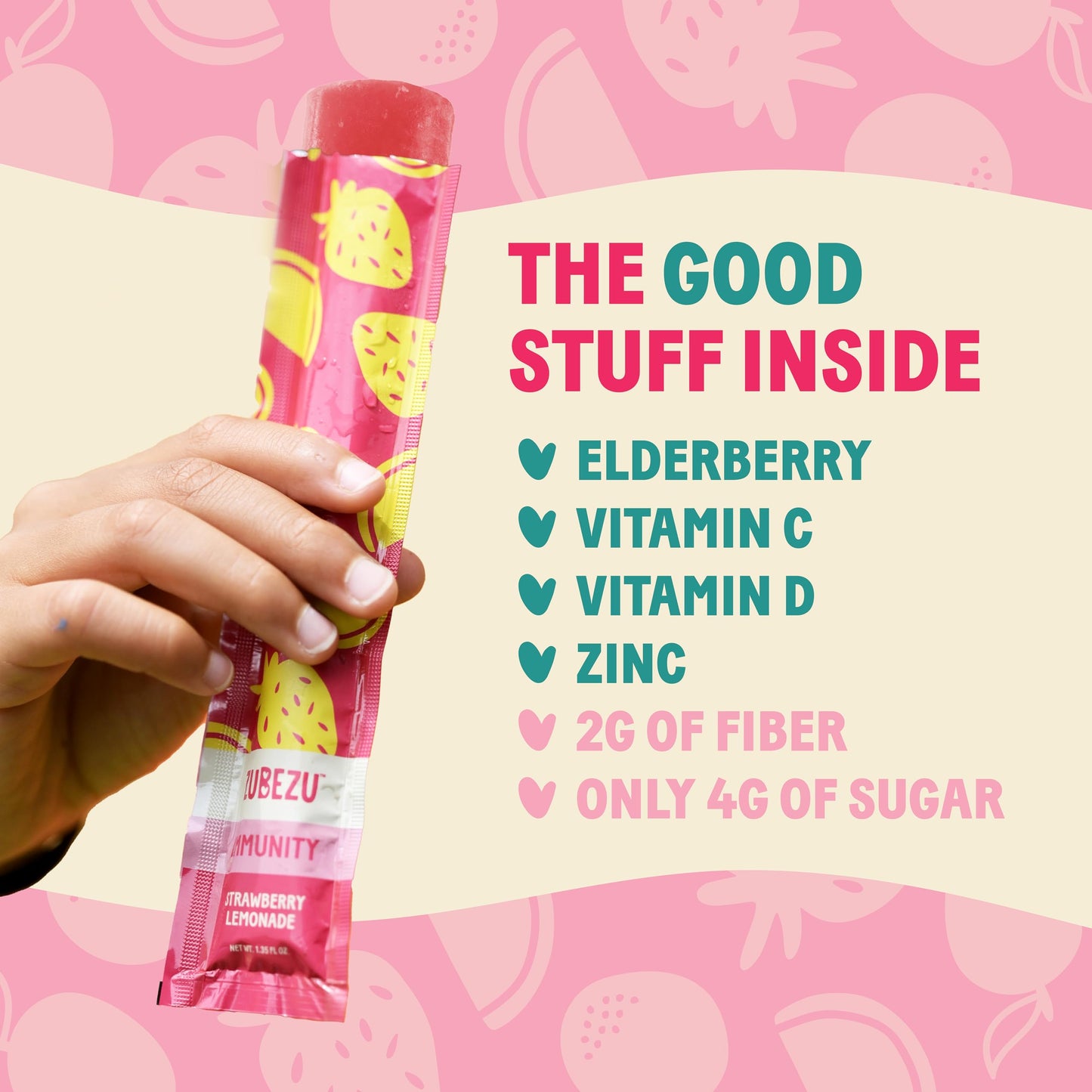 ZuBeZu Organic Immunity Ice Pops - Natural Support for Children’s Immune System with Elderberry, Vitamin C & D, and Zinc - No Added Sugar and 100%
