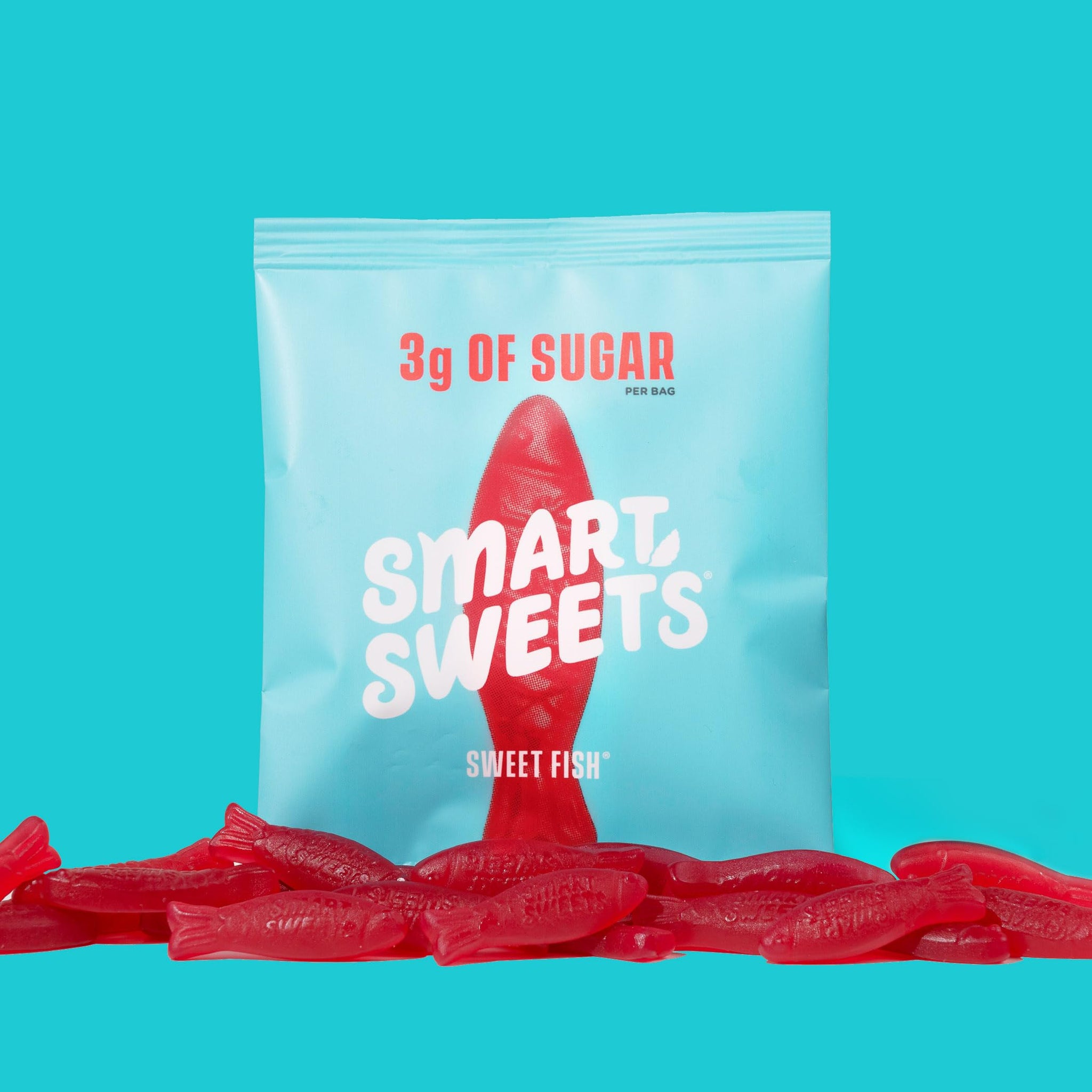 SmartSweets Sweet Fish, Low Sugar Gummy Candy (3g), Low Calorie (130), Gluten-Free -1.8oz (Pack of 6) Packaging may vary