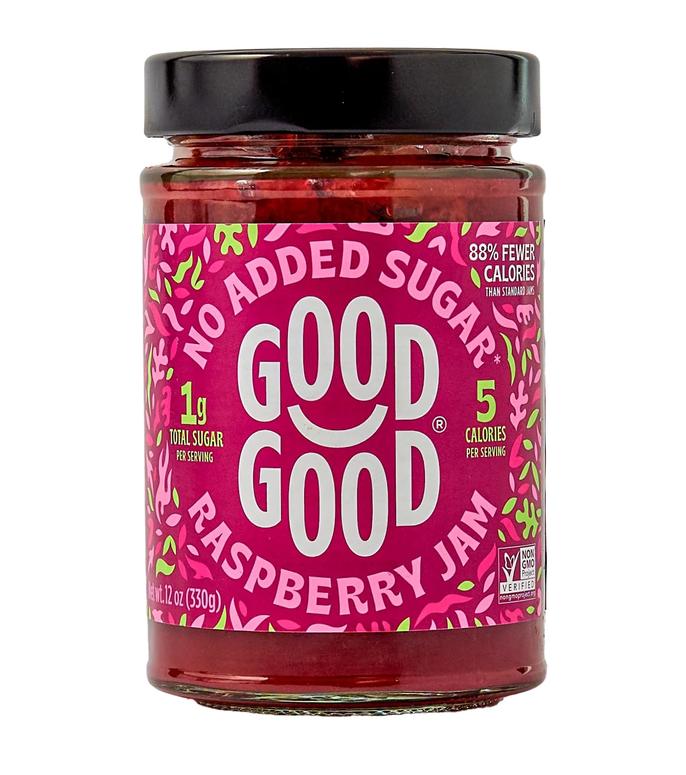 GOOD GOOD No Added Sugar Fruit Jam Variety Pack of 4 - Keto Friendly Jelly - Strawberry, Blueberry, Raspberry and Cherry Jam - Low Carb, Low-Calorie
