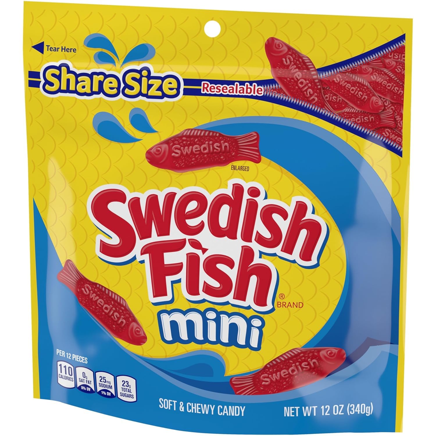 Gummy Red Fish Mini Soft & Chewy Candy - Classic Fruity Red Gummy Candy, 12 oz Share Size Resealable Bags (6 Pack) Bulk Candy - Movie Night Treats