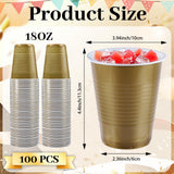 Xvvirnt 100 Pack Gold Plastic Cups, 18 oz Gold Graduation Cup,Plastic Party Cups,Disposable Cup for Party Wedding Birthday Graduation Family