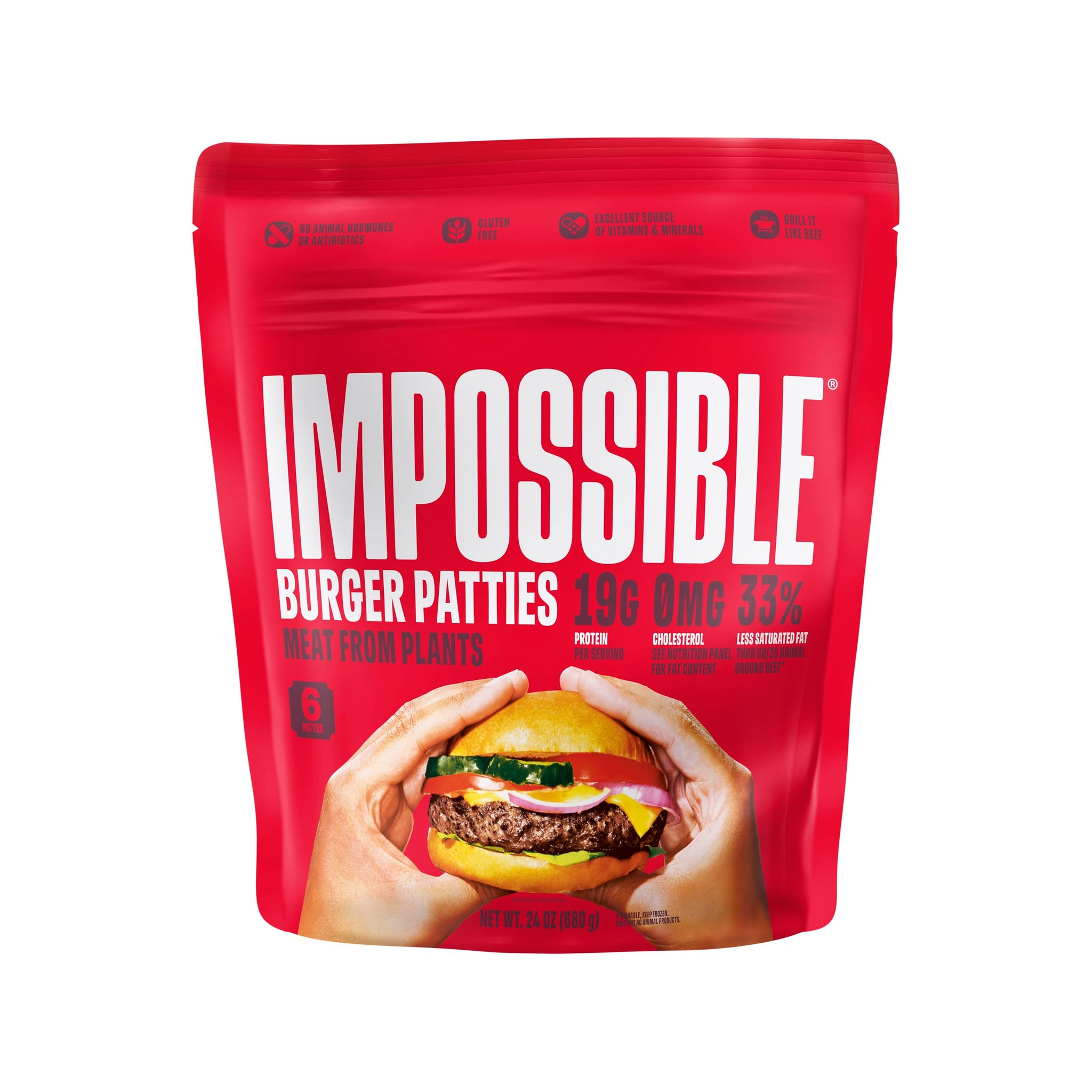 Impossible Impossible Burger Patties Meat From Plants, Frozen, 6 Patti, 24 OZ