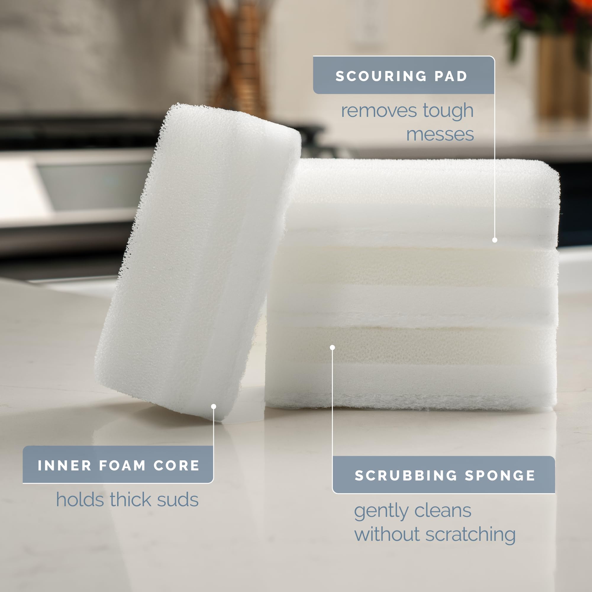 S&T INC. Dish Sponge, 8 Pack for Sponges Kitchen Refill, Multipurpose Cleaning and Dish Scrubber for Kitchen and Home, 4.3 Inches x 2.8 Inches x 1