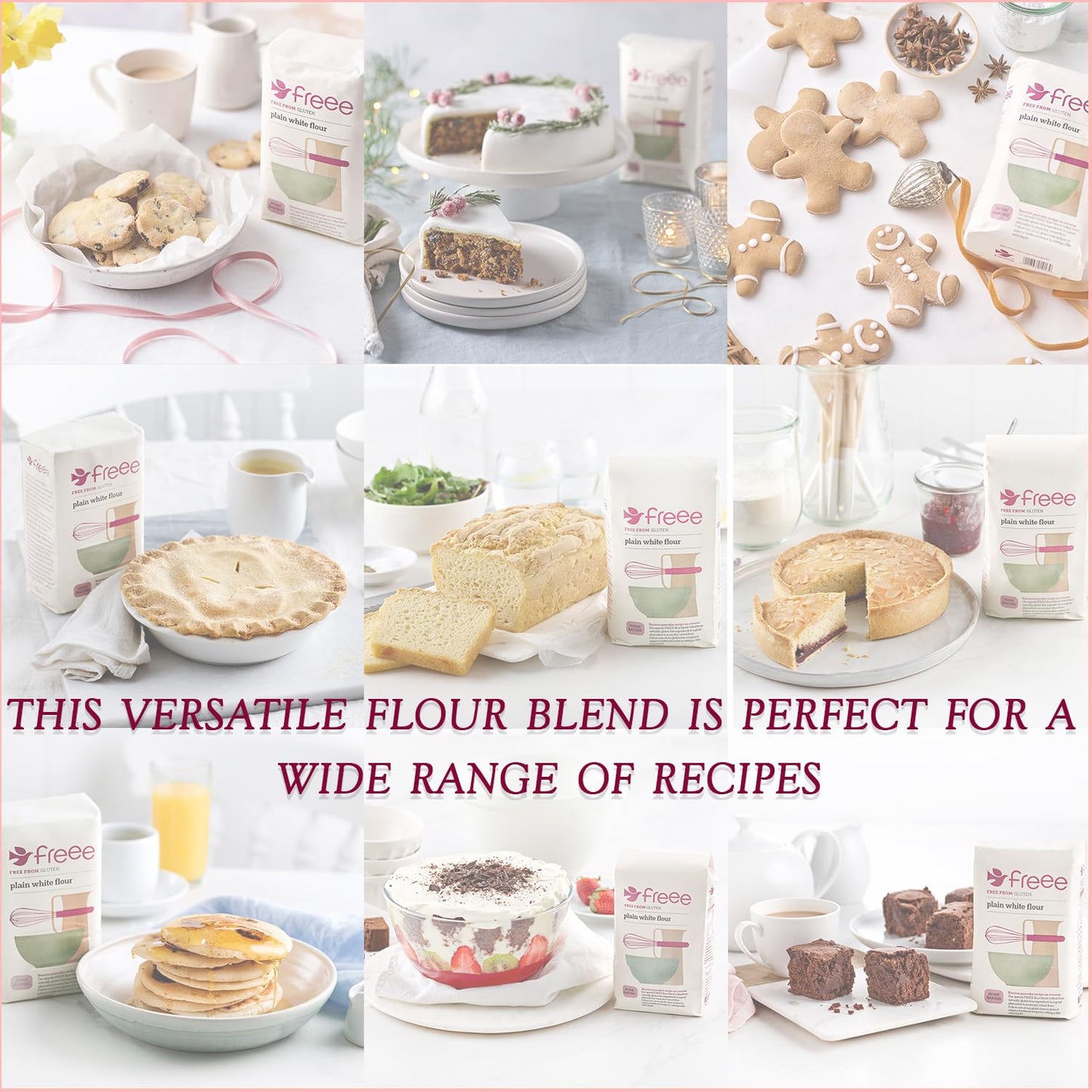 freee Plain White Flour Bag 2.2 lb (1 kg) | Gluten Free All-Purpose Flour Blend for Baking Bread, Cakes, Pastries & Cookies | Vegan, Kosher, Halal