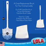 LOLA Classic Toilet Brush, 2 Pack, Durable Fiber Stiff Bristles, Compact Size, Non-Scratch, Long-Lasting