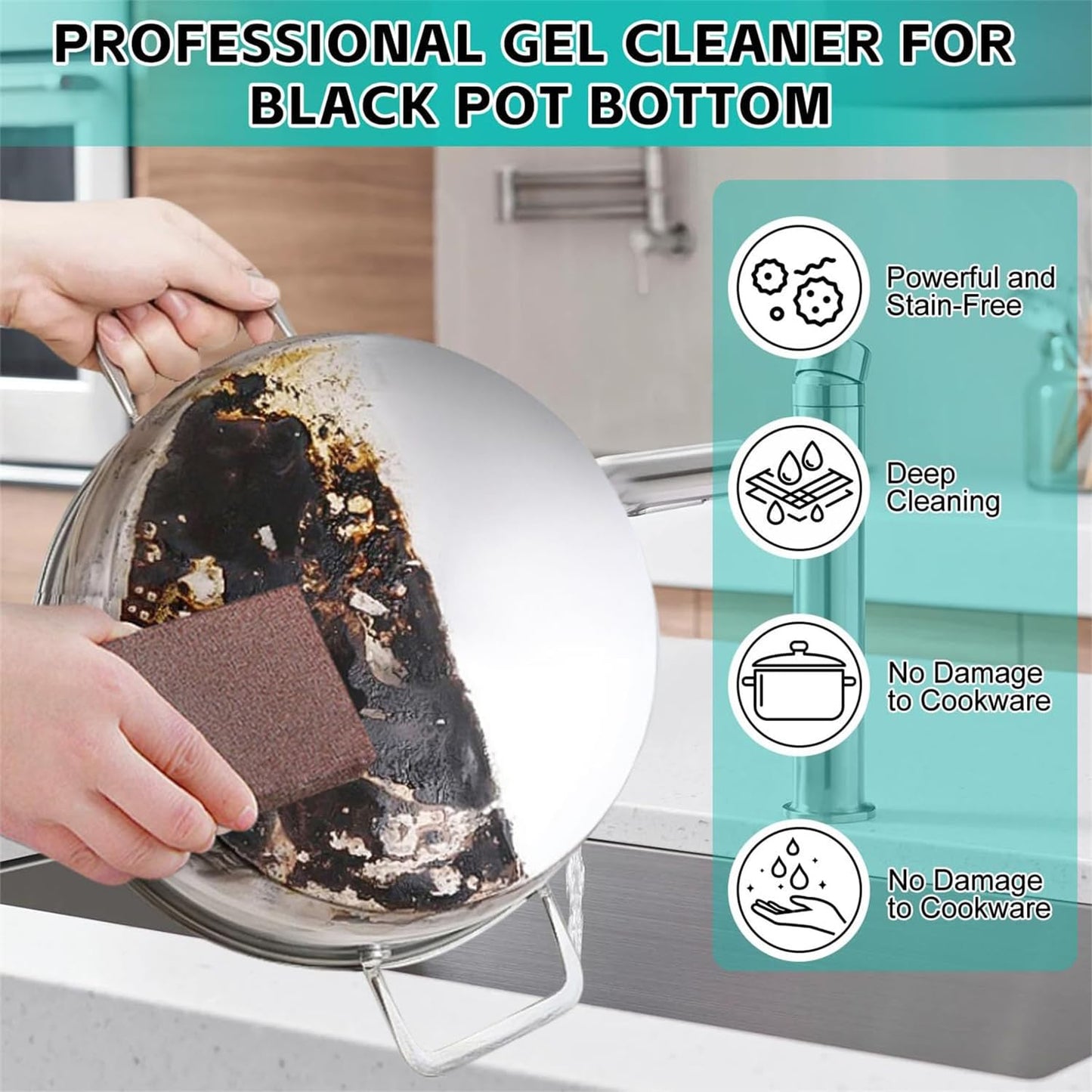 EASLIF Pot Bottom Black Stain Remover, Pot Bottom Remove Black Pots Stain Cleaning Cream, Stainless Steel Cleaner for Pots and Pans, Powerful Grease