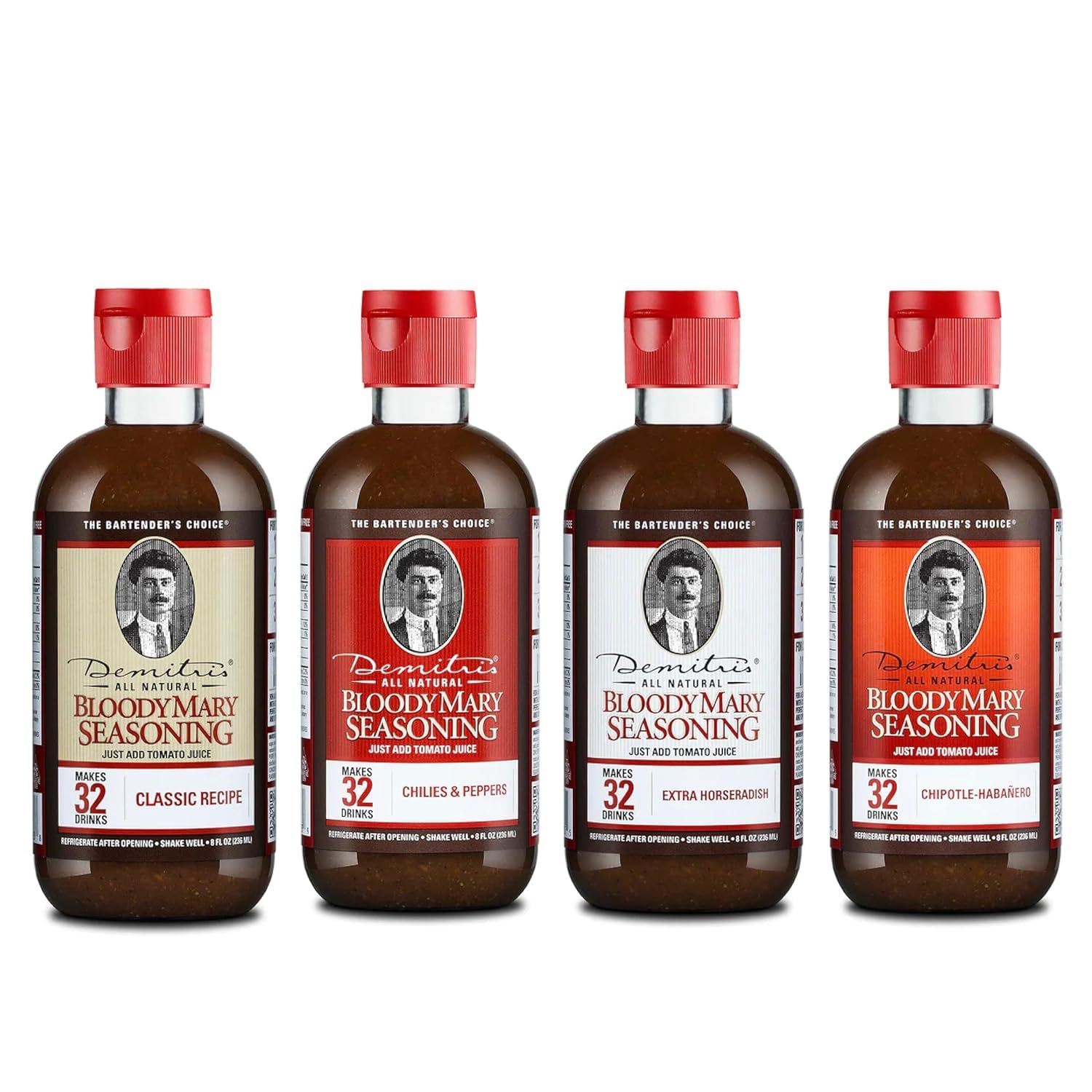 Demitri’s Bloody Mary Seasoning - Classic Receipe, Extra Horseradish, Chillies & Pepper, Chipotle habañero - Spicy Cocktail Drink Mix - Gluten Free