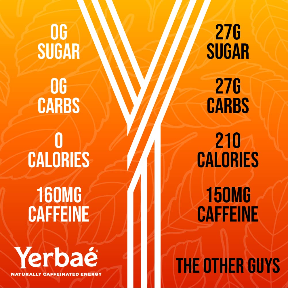Yerbaé Energy Seltzer - Orange Cherry Pineapple No Sugar/Calories/Carbs. Energized by Yerba Mate, Naturally Caffeinated Plant-Based, Healthy