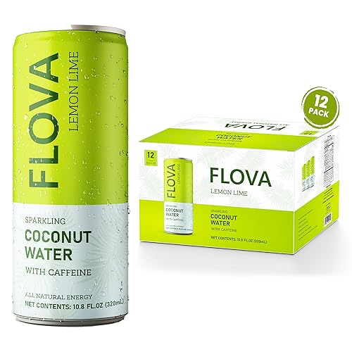 Flova Lemon Lime Energy Drink, All Natural, Electrolytes and Minerals from Coconut Water, 4 Simple Easy to Pronounce Ingredients, 99% Juice, Pack