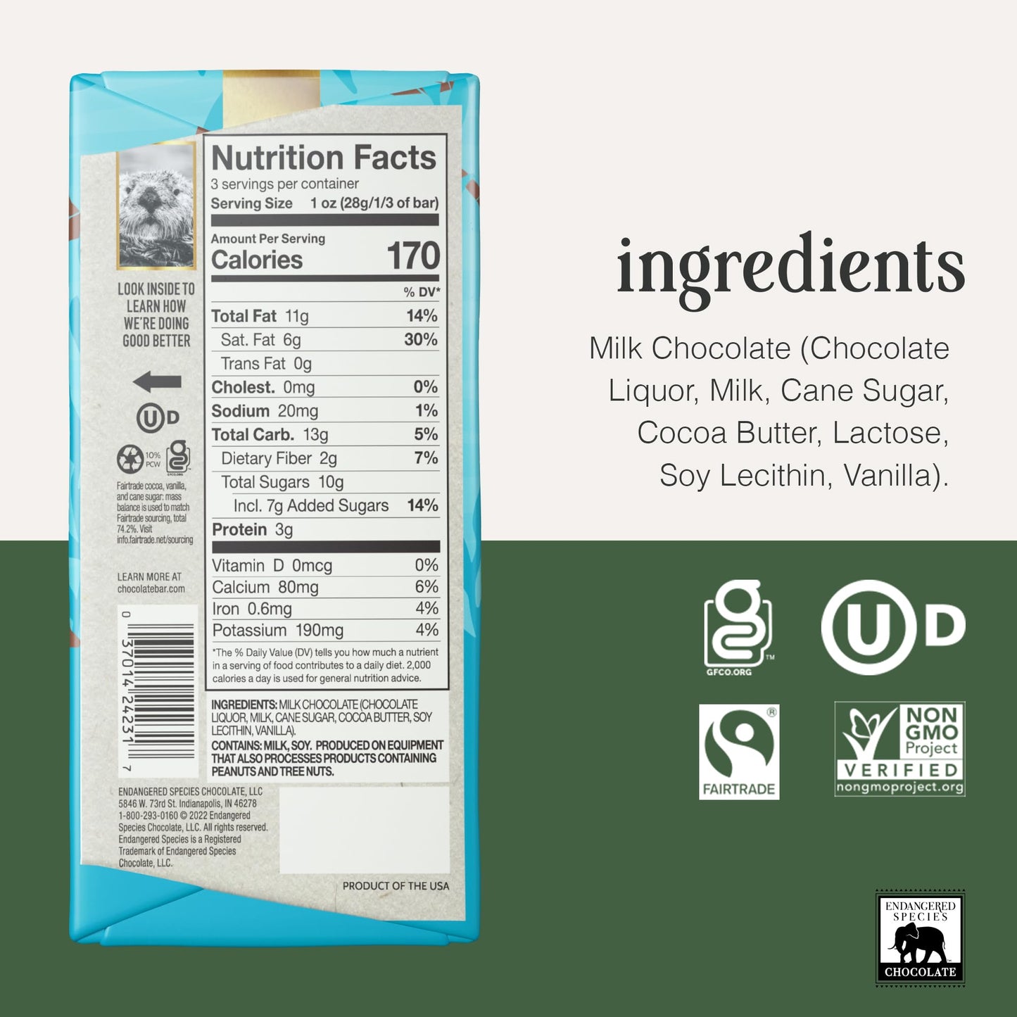Endangered Species Milk Chocolate Bar (48% cocoa)