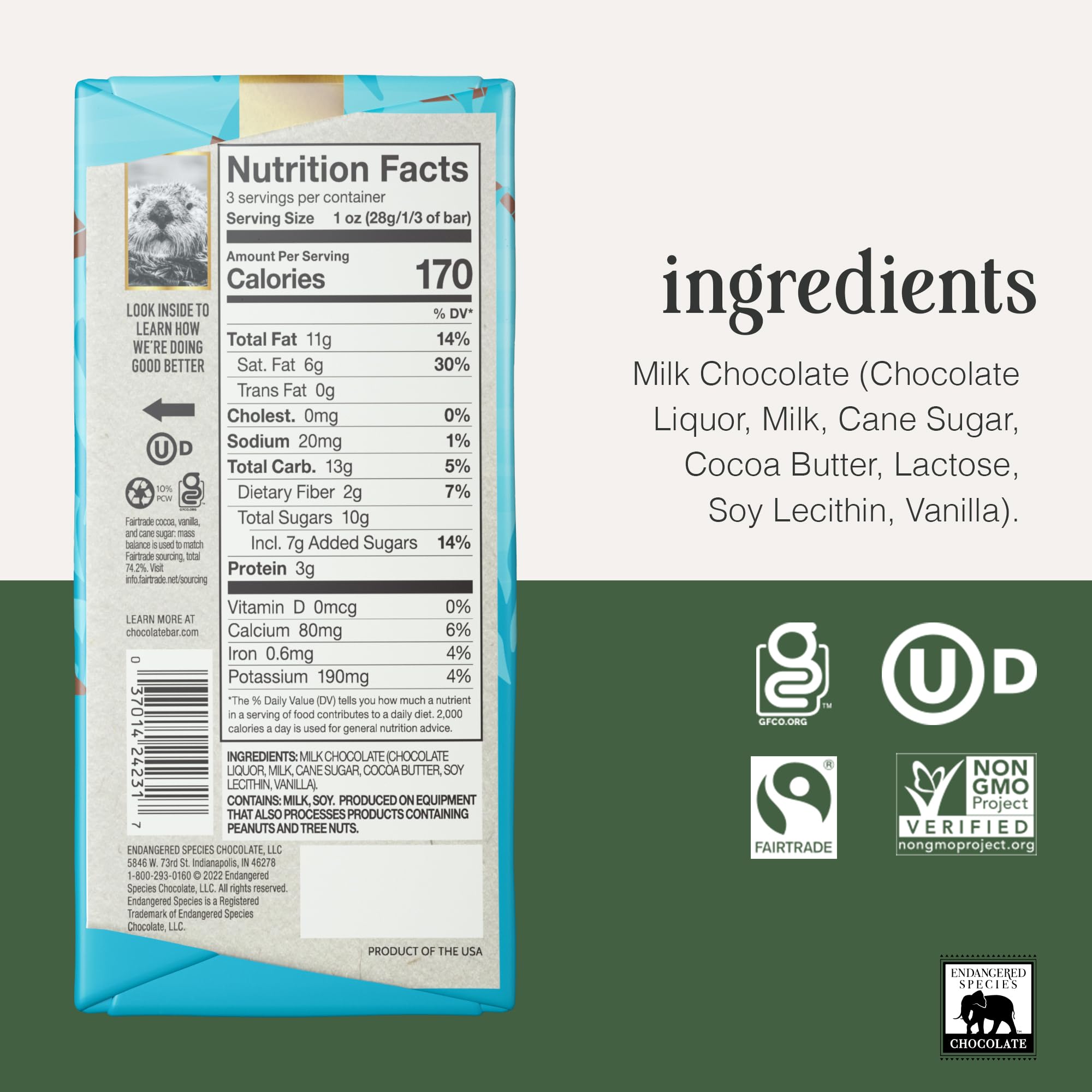 Endangered Species Milk Chocolate Bar (48% cocoa)