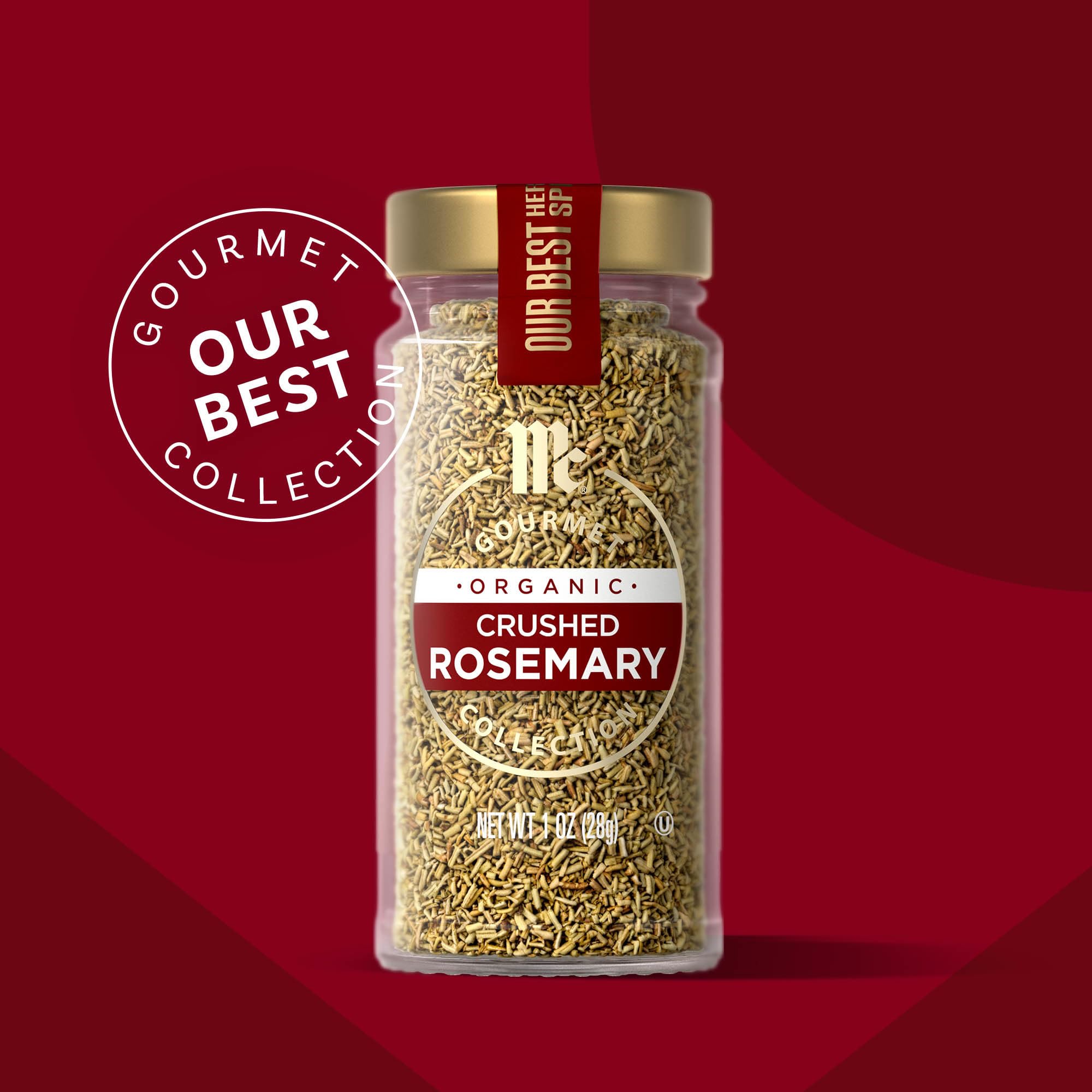 McCormick Gourmet Collection Rosemary, Crushed, Organic, Non GMO, Kosher, Our Best Herbs & Spices, Piney, Lemony, Elevate Roasted Vegetables, Grilled