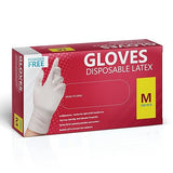 AroPaw New Disposable Latex Gloves, Powder Free 100 Gloves (Med-100)