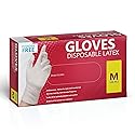 AroPaw New Disposable Latex Gloves, Powder Free 100 Gloves (Med-100)
