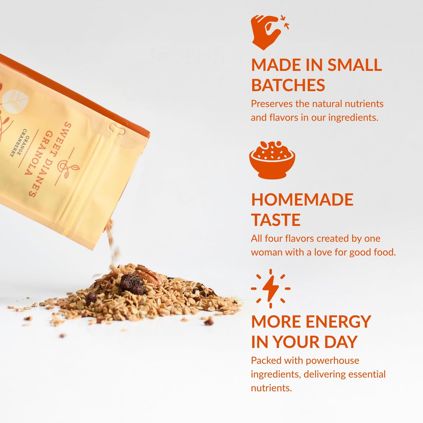 Sweet Diane’s Granola - Family Size (36 oz) Orange Cranberry Organic Granola, Low-Sugar, High-Fiber, Gluten-Free, Vegan, Delicious Breakfast and Snack