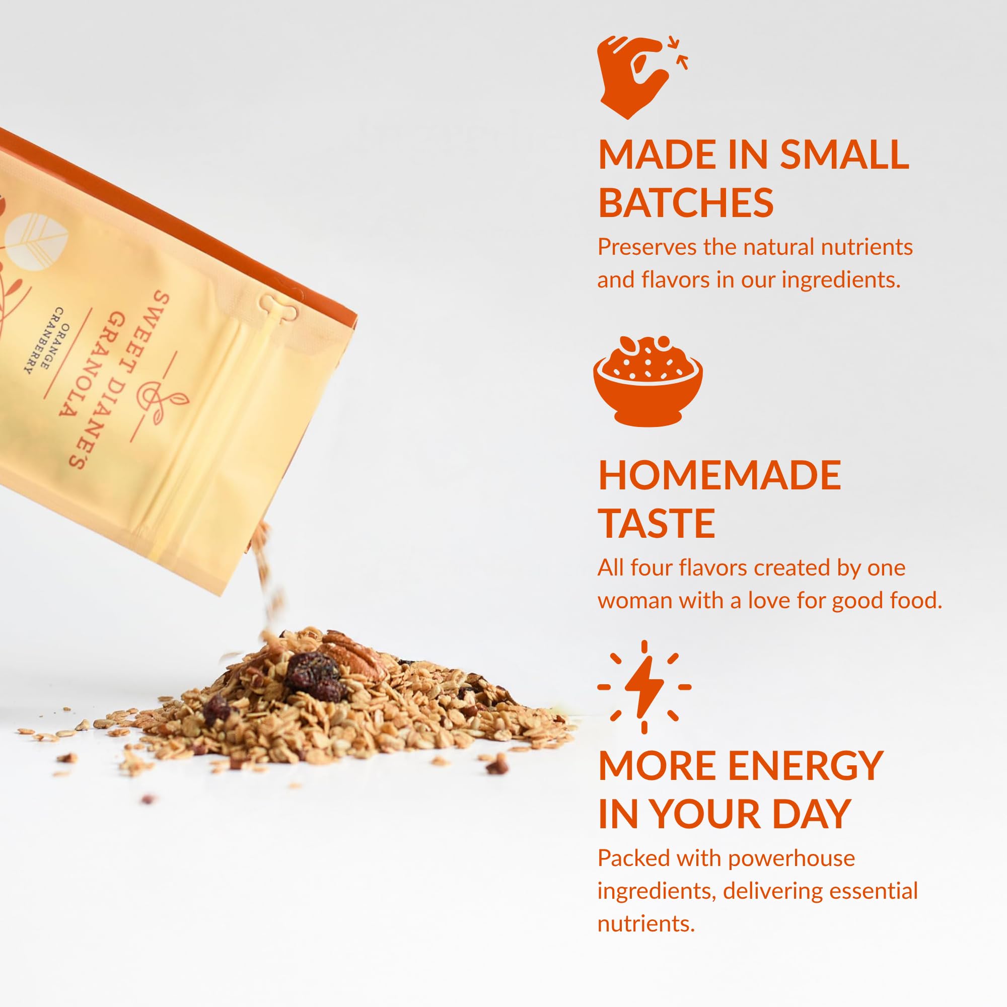 Sweet Diane’s Granola - Family Size (36 oz) Orange Cranberry Organic Granola, Low-Sugar, High-Fiber, Gluten-Free, Vegan, Delicious Breakfast and Snack