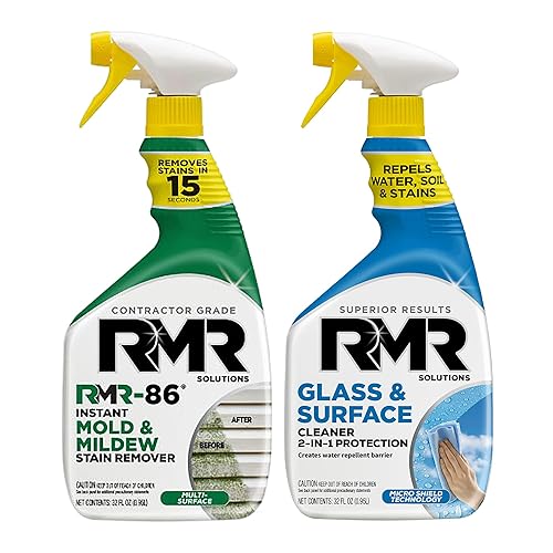 RMR Surface Renewal System - Instant Stain Remover + Glass & Surface Cleaner/Protectant, Indoor/Outdoor Cleaning Kit for Mirror, Screen, Furniture