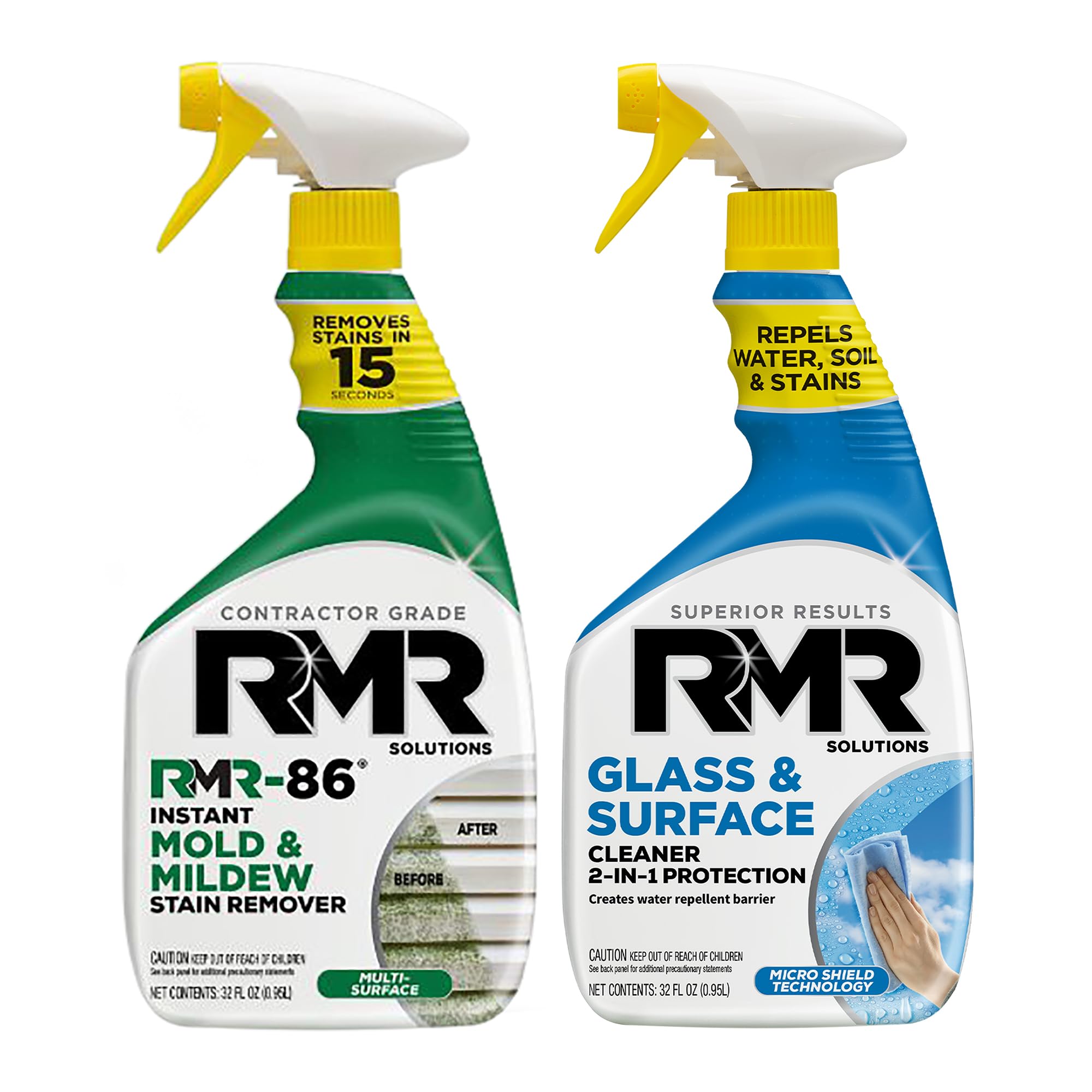 RMR Surface Renewal System - Instant Stain Remover + Glass & Surface Cleaner/Protectant, Indoor/Outdoor Cleaning Kit for Mirror, Screen, Furniture
