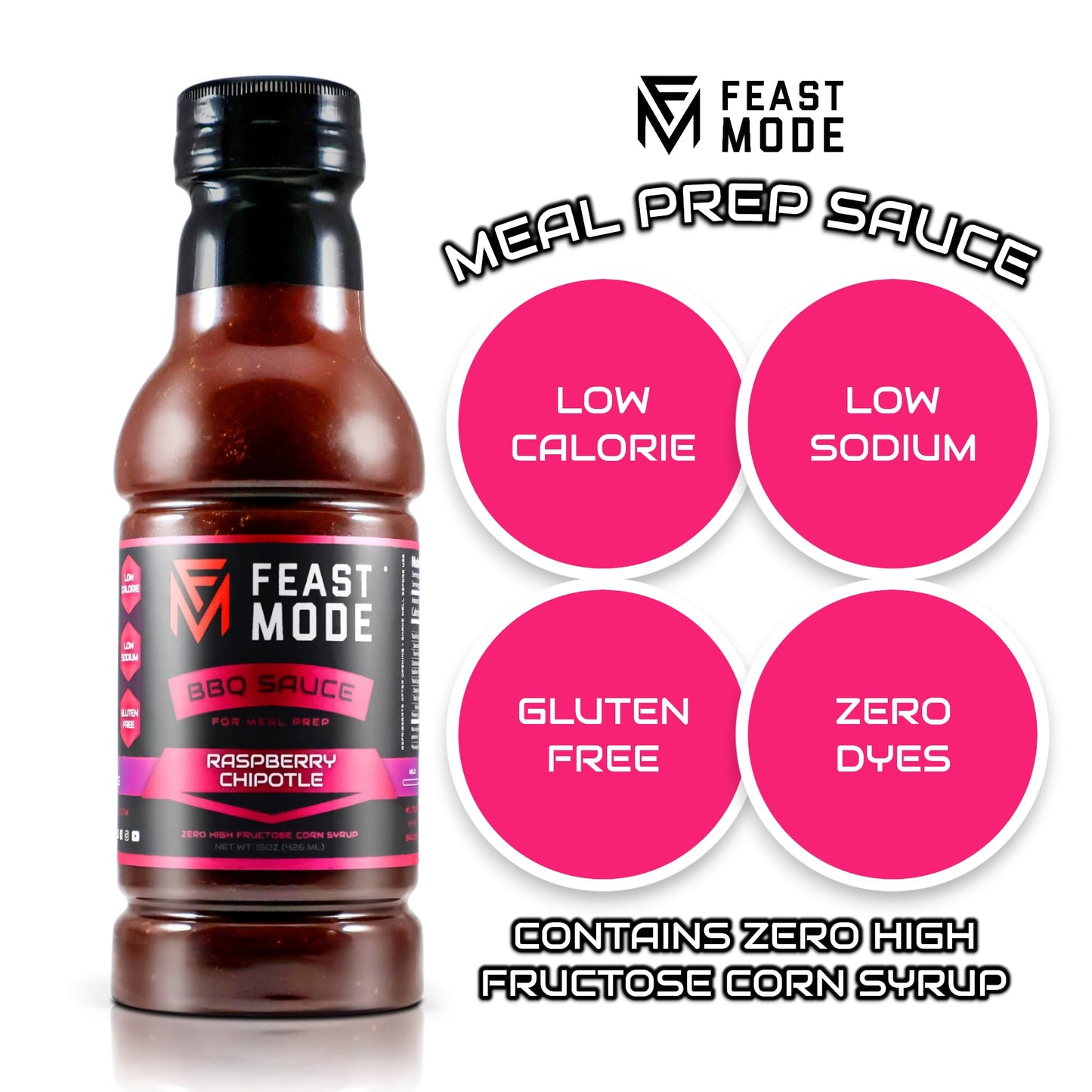 Raspberry Chipotle Sauce by Feast Mode Flavors | Low Sodium | Low calorie | Guten Free | Vegan Friendly | Zero High Fructose Corn Syrup | Healthy