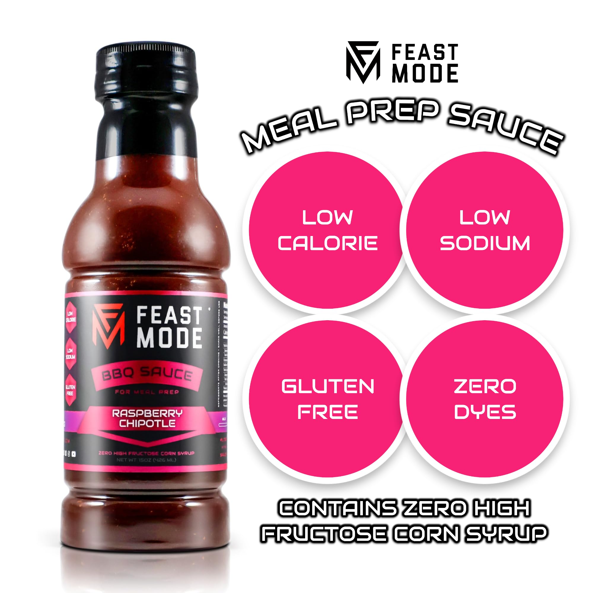 Raspberry Chipotle Sauce by Feast Mode Flavors | Low Sodium | Low calorie | Guten Free | Vegan Friendly | Zero High Fructose Corn Syrup | Healthy
