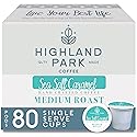 Highland Park Coffee Single Serve Coffee Pods Compatible with Keurig K Cup Brewers, Medium Roast, Sea Salt Caramel, 80 Count