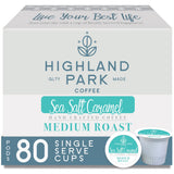 Highland Park Coffee Single Serve Coffee Pods Compatible with Keurig K Cup Brewers, Medium Roast, Sea Salt Caramel, 80 Count