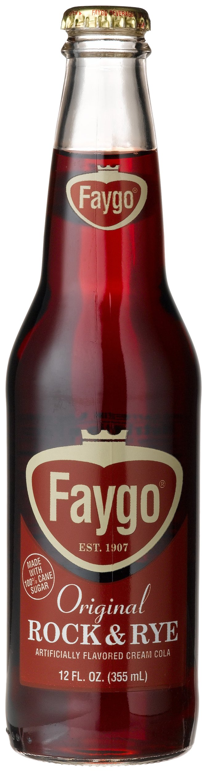 Faygo ROCK N RYE - THE ORIGINAL CREAM COLA FROM DETROIT "Insane Clown's Favorite", 12-Ounce Glass Bottles (Pack of 12)