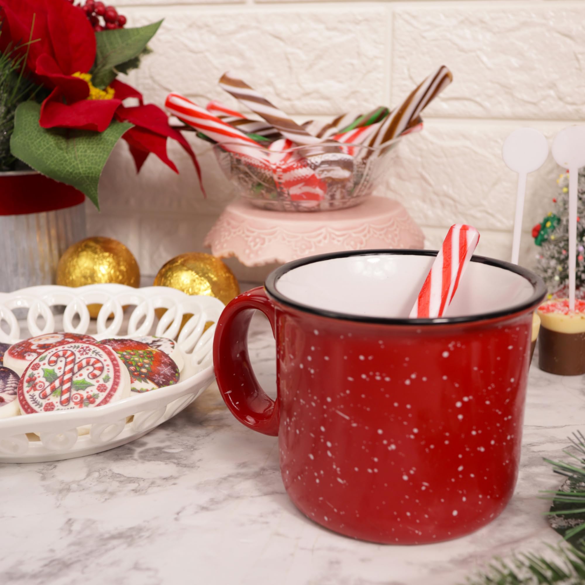 Christmas Candy Spoons Assortment, Peppermint, Caramel, and Mint Chocolate Flavored Stirrers, Hot Cocoa Bar Essentials, 36 Total Pieces (Set of 3)