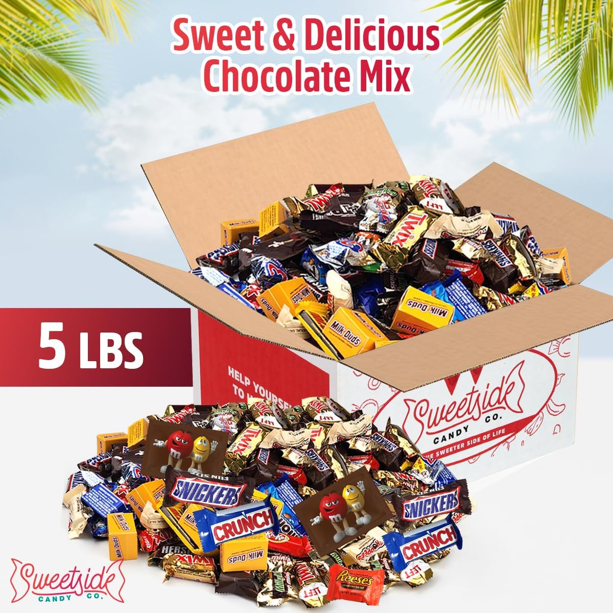 Chocolate Candy Variety Pack, Bulk Chocolate Candy For Parties, 5 LB Assorted Chocolate Candy Variety Pack, Delicious Mixed Chocolate Candy Assortment