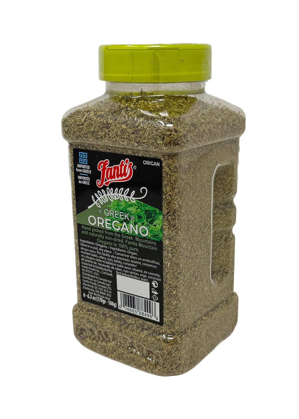 Fantis Dried Oregano Seasoning, 100% Pure Greek Oregano Leaves From Greece Hand Picked and Naturally Sun Dried, 6 Ounce