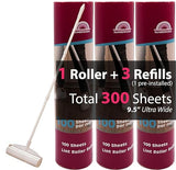 RainbowZone 9.5" Extra Wide Lint Roller for Pet Hair Removal - Extendable Long Handle with 300 Super Sticky Sheets for Furniture, Couch, Car & Carpet