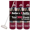 RainbowZone 9.5" Extra Wide Lint Roller for Pet Hair Removal - Extendable Long Handle with 300 Super Sticky Sheets for Furniture, Couch, Car & Carpet