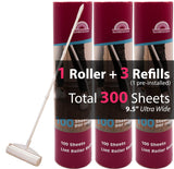 RainbowZone 9.5" Extra Wide Lint Roller for Pet Hair Removal - Extendable Long Handle with 300 Super Sticky Sheets for Furniture, Couch, Car & Carpet