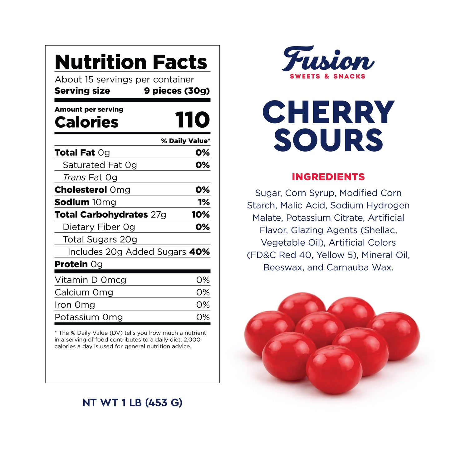 Cherry Sours Candy, 1 Pounds Bulk Cherry Candies - Chewy Jelly Candy Balls, Red Sour Balls, Old Fashioned Sweet Tangy Sour Valentine's Day Treats