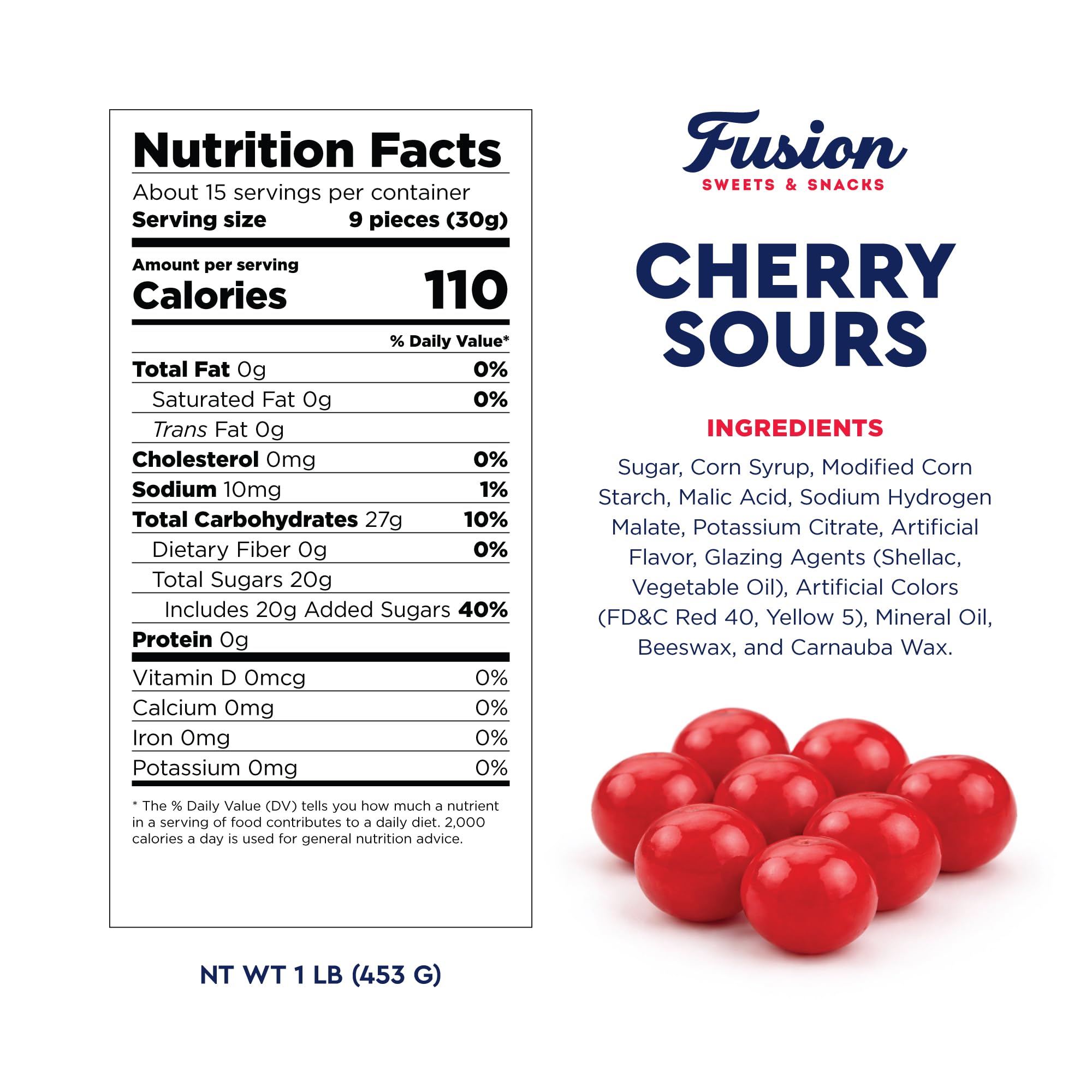Cherry Sours Candy, 1 Pounds Bulk Cherry Candies - Chewy Jelly Candy Balls, Red Sour Balls, Old Fashioned Sweet Tangy Sour Valentine's Day Treats
