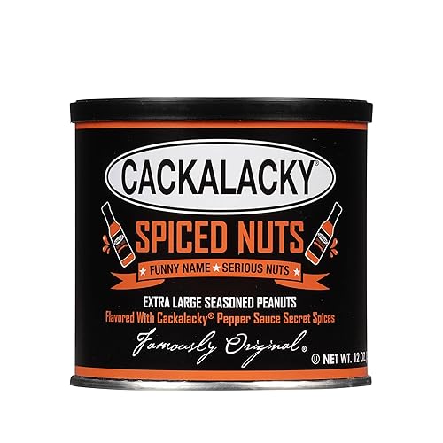 Cackalacky Famously Original Spiced Nuts - 12 oz - Roasted, Extra-Large North Carolina Peanuts, Seasoned with Fiery Pepper Sauce, Perfect for Parties