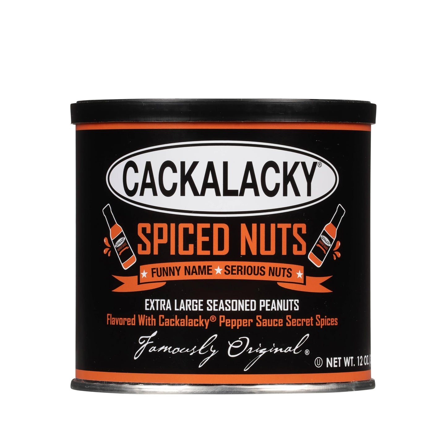 Cackalacky Famously Original Spiced Nuts - 12 oz - Roasted, Extra-Large North Carolina Peanuts, Seasoned with Fiery Pepper Sauce, Perfect for Parties