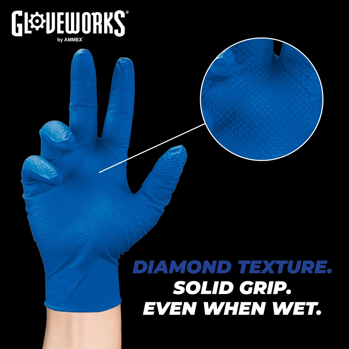 GLOVEWORKS HD Royal Blue Nitrile Gloves XXL, Latex Free Nitrile Disposable Gloves Nitrile Gloves, Case of 1000